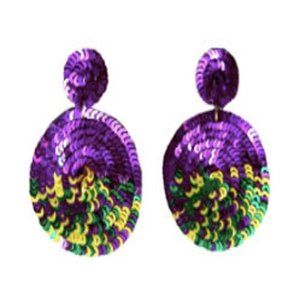 Mardi Gras Sequin Earrings~Mardi Gras Circle Earrings~Carnival Earrings
